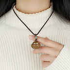 Fortune Jewel Tibet Green Sandalwood Rosewood Om Mani Padme Hum Lotus Positive Soothing Necklace Pendant Fortune Jewel