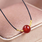 Fortune Jewel Natural Red Agate Chalcedony Self-acceptance Confidence String Bead Bracelet Necklace Pendant