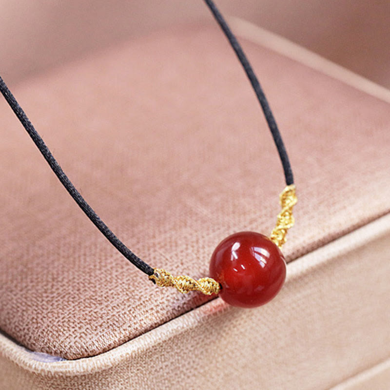 Fortune Jewel Natural Red Agate Chalcedony Self-acceptance Confidence String Bead Bracelet Necklace Pendant