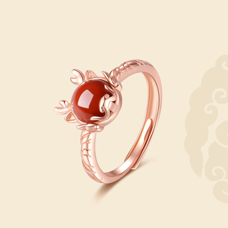 Fortune Jewel 925 Sterling Silver Year of the Dragon Cinnabar Red Agate Dragon Protection Bracelet Necklace Pendant Earrings Ring