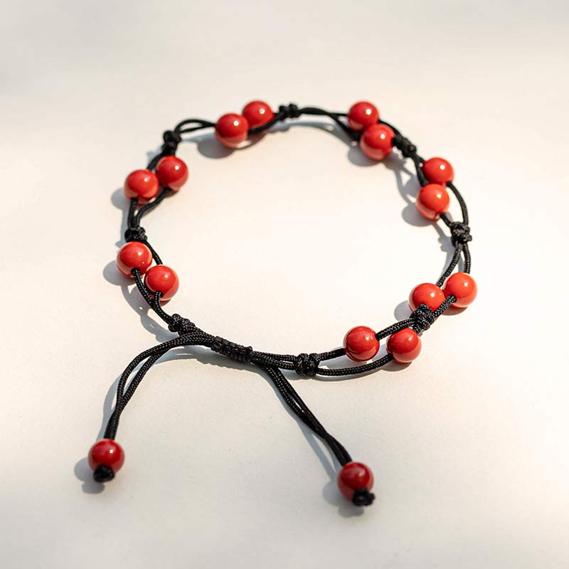 Fortune Jewel Red Agate Moss Agate Cinnabar Calm Bracelet