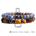 Fortune Jewel 2PCS Healing Crystal Emperor Stone Tiger Eye Bead Bracelet