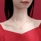 Fortune Jewel Cyan Jade Gourd Lotus Leaf Abundance Pendant Necklace Fortune Jewel