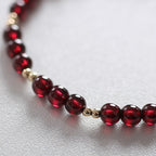 Fortune Jewel 14K Gold Plated Alloy Natural Garnet Calm Bracelet