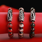 Fortune Jewel Tibetan Nine-Eye Dzi Bead Three-eyed Dzi Bead Liuli Glass Bead Wealth Bracelet
