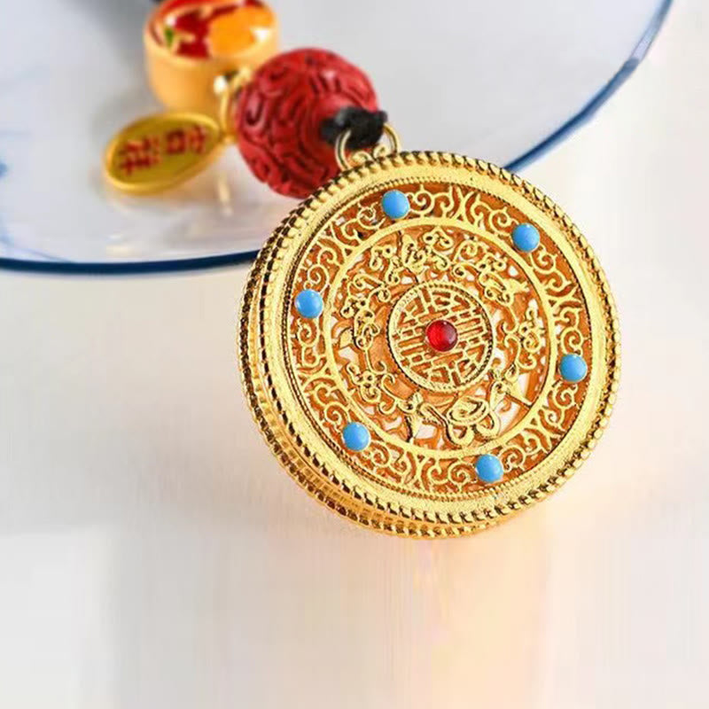 Fortune Jewel Fu Character Blessing Ruyi Charm Key Chain