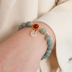 Fortune Jewel Natural Jade Red Agate Pearl Bow Tie Luck Bracelet