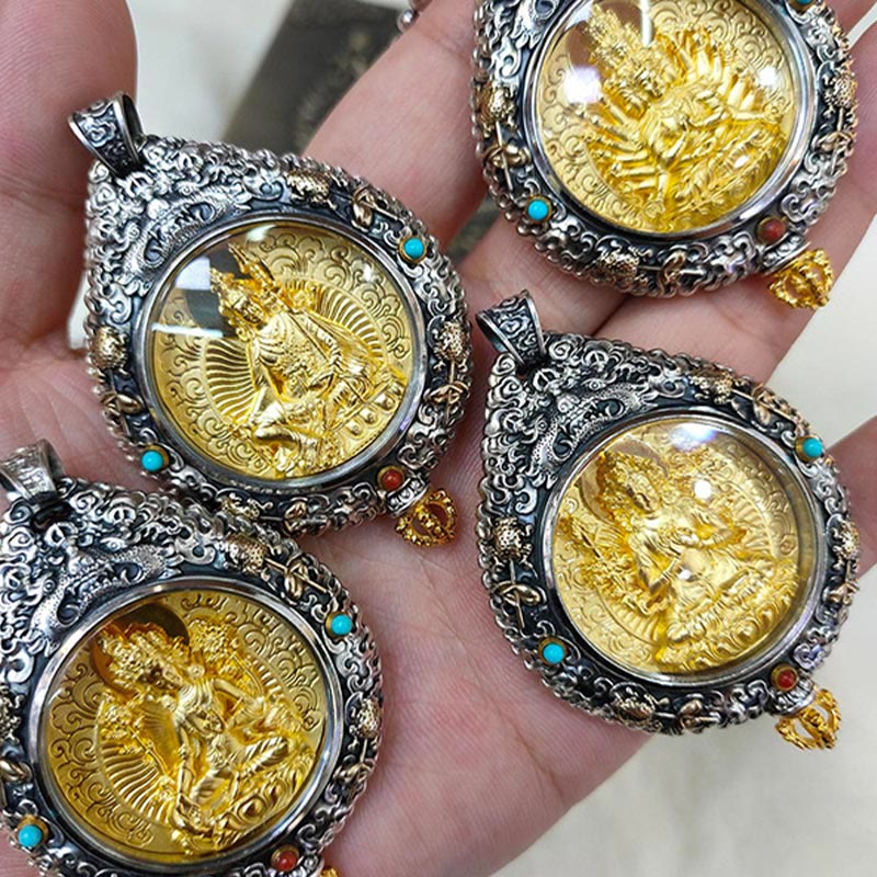 Fortune Jewel Chinese Zodiac Natal Buddha Thangka Nine Palaces Eight Diagrams Wealth Rotatable Necklace Pendant Fortune Jewel