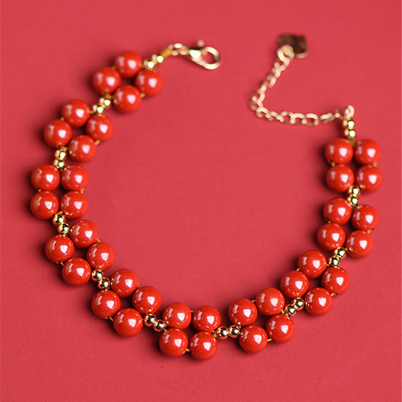 Fortune Jewel Natural Cinnabar Beaded Blessing Bracelet