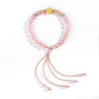 Fortune Jewel 999 Sterling Silver Natural Red Agate Pink Crystal Cherry blossom Bracelet