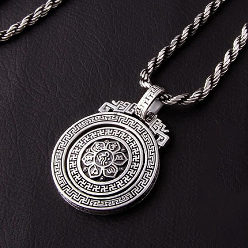 Fortune Jewel Tibetan Om Mani Padme Hum Double Dorje Vajra Rotatable Purity Peace Necklace Pendant