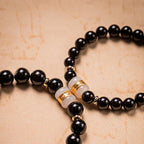 Fortune Jewel Black Obsidian Jade Om Mani Padme Hum Strength Couple Magnetic Bracelet