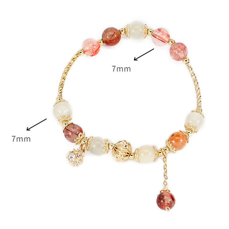 Fortune Jewel Colorful Rutilated Quartz Cat Eye Zircon Auspiciousness Bead Bracelet