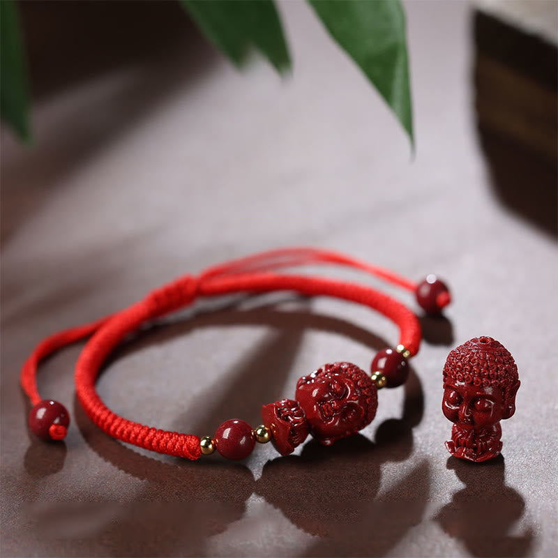 Fortune Jewel Chinese Zodiac Natal Buddha Cinnabar Amulet Blessing String Bracelet