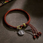 Fortune Jewel Handmade 925 Sterling Silver Five Directions Gods of Wealth Luck Protection String Braid Bracelet