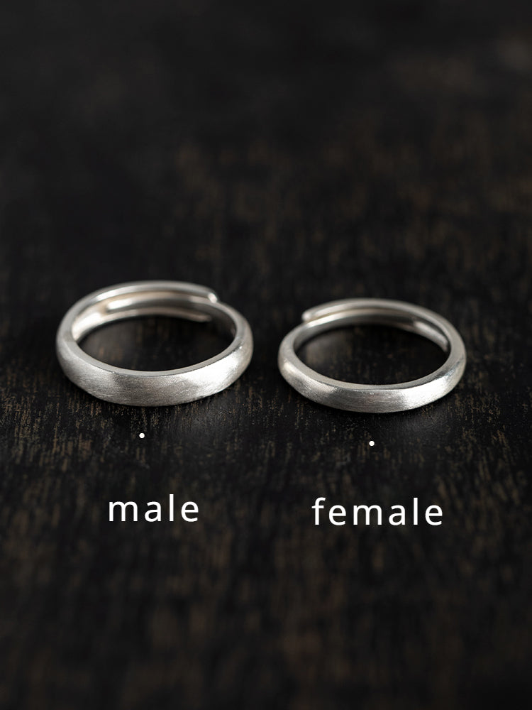 Buddha3bodhi Minimalist Vintage Pure Silver Matte Couple Rings - Adjustable