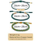 Fortune Jewel 3 PCS Tibetan Copper Beads Healing Protection Luck Bracelet Set