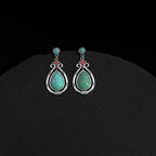 Fortune Jewel Tibet Vintage Turquoise Waterdrop Strength Drop Dangle Earrings Clips