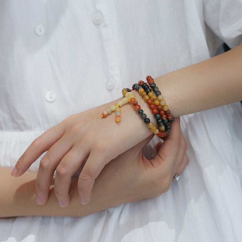 Fortune Jewel 108 Beads Natural Red Agate Mala Protection Bracelet