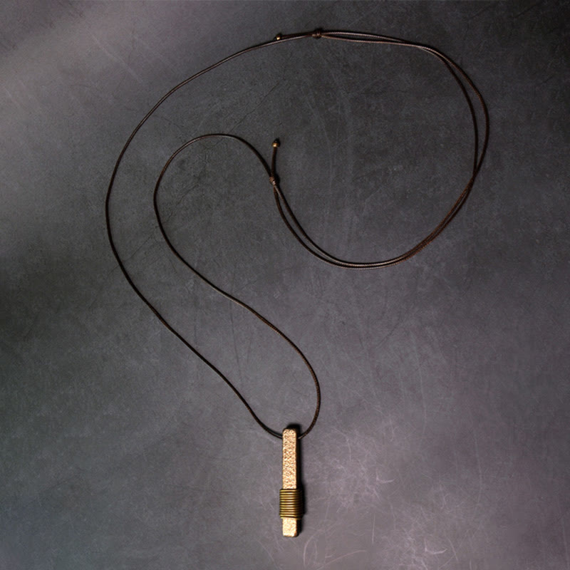 Fortune Jewel Vintage Textured Design Brass Copper Wealth Necklace Pendant
