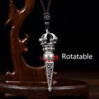 Fortune Jewel Tibetan Om Mani Padme Hum Dorje Vajra Design Wisdom Rotatable Necklace Pendant