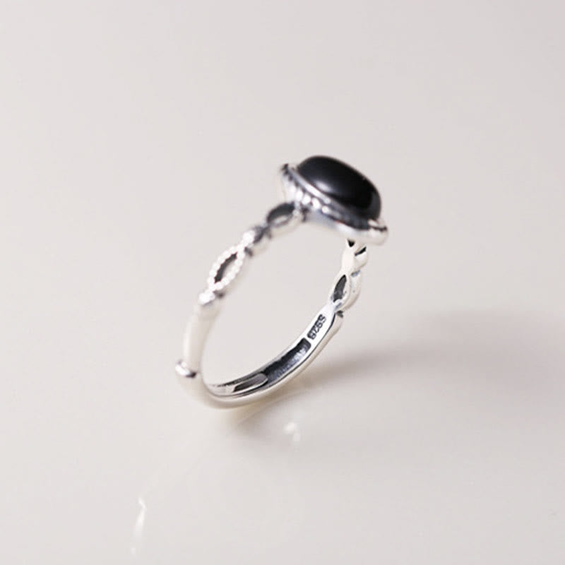 Fortune Jewel 925 Sterling Silver Black Onyx Fortune Ring