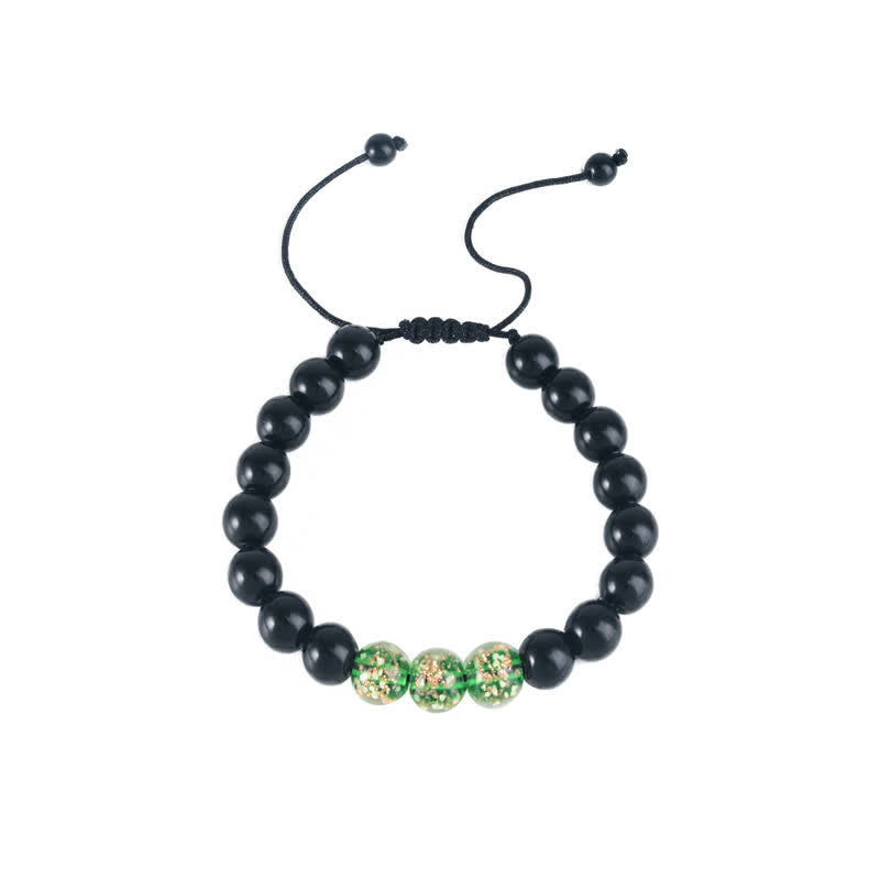 Fortune Jewel Black Obsidian Luminous Glowstone Strength Bracelet