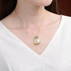 Fortune Jewel White Jade Red Agate Flower Blessing Luck Necklace Pendant