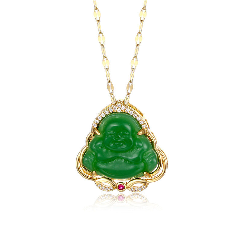 Fortune Jewel Natural Laughing Buddha Peace Necklace Fortune Jewel