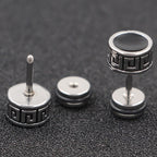 Fortune Jewel Cool Men Titanium Steel Balance Round Stud Earrings