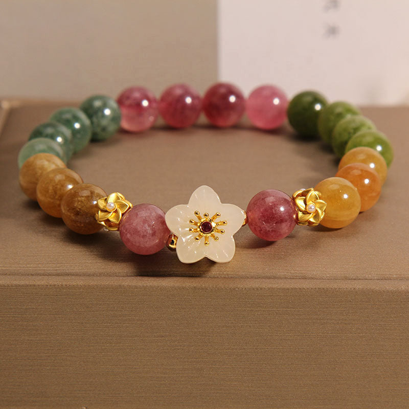 Fortune Jewel Colorful Tourmaline Jade Flowers Love Bracelet