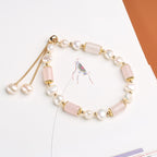 Fortune Jewel Green Aventurine Pearl Pink Crystal Bead Luck Bracelet