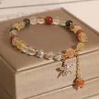 Fortune Jewel Multicolored Rutilated Quartz Auspiciousness Zircon Flower Bracelet