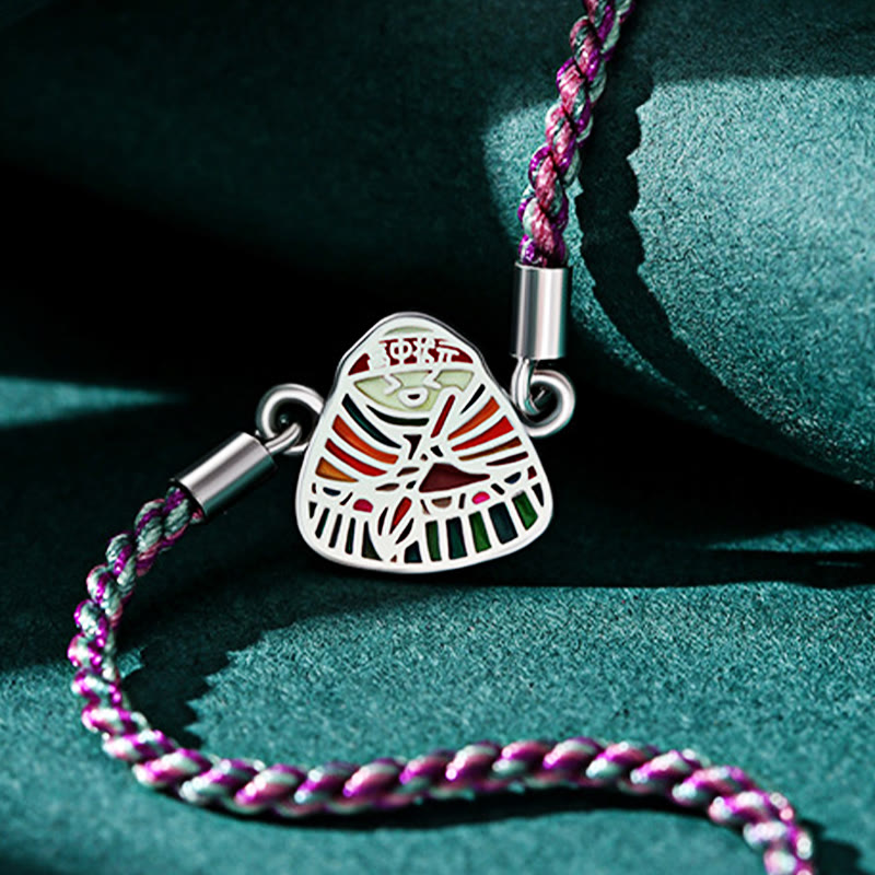 Fortune Jewel 925 Sterling Silver Zongzi Pattern Luck Multicolored Handcrafted Bracelet