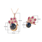 Fortune Jewel Peacock Amber Fortune Love Necklace Pendant Ring
