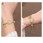 Fortune Jewel Year of the Rabbit Hetian Jade Happiness Blessing Wealth String Bracelet