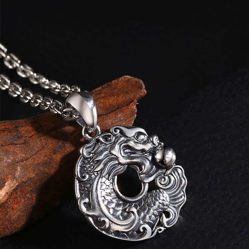 Fortune Jewel Koi Fish Dragon Peace Buckle Wealth Necklace Pendant Fortune Jewel