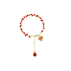 Fortune Jewel Red Maple Leaf Luck Charm Bracelet