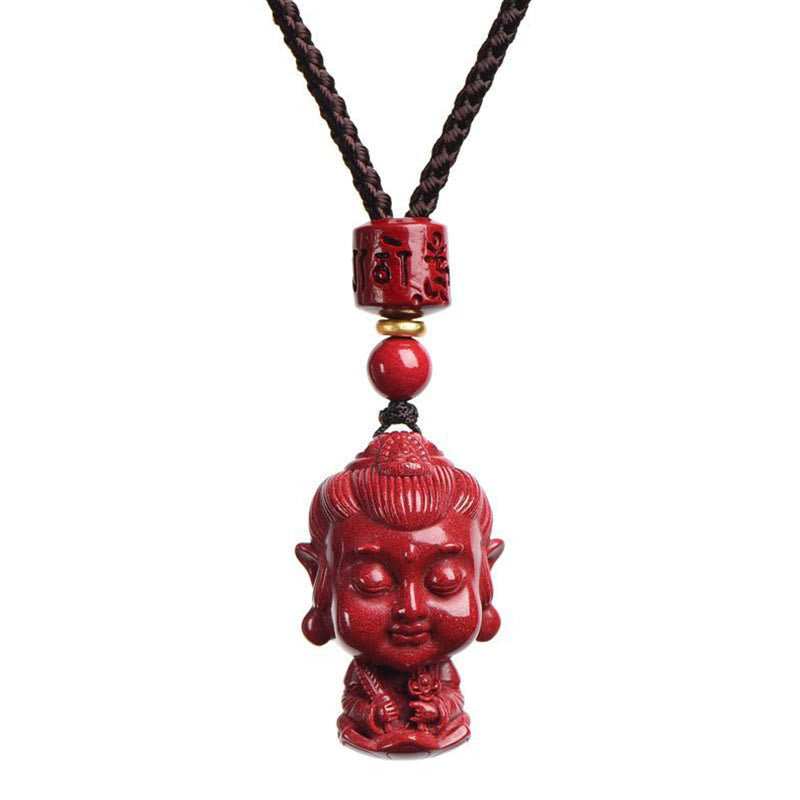 Fortune Jewel Chinese Zodiac Natal Buddha Natural Cinnabar Amulet Keep Away Evil Spirits Necklace Pendant