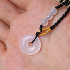 Fortune Jewel Strawberry Quartz Chalcedony Peace Buckle Healing Necklace Pendant
