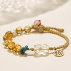 Fortune Jewel Citrine PiXiu Fu Character Prosperity String Braided Bracelet
