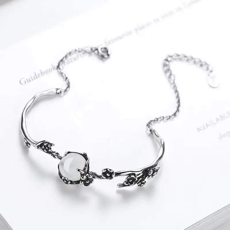Fortune Jewel "Sending Grace and Harmony"Plum Blossom Chalcedony Bracelet Includes Gift Message Card Fortune Jewel