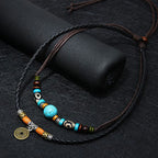Fortune Jewel Turquoise Dzi Bead Protection Necklace