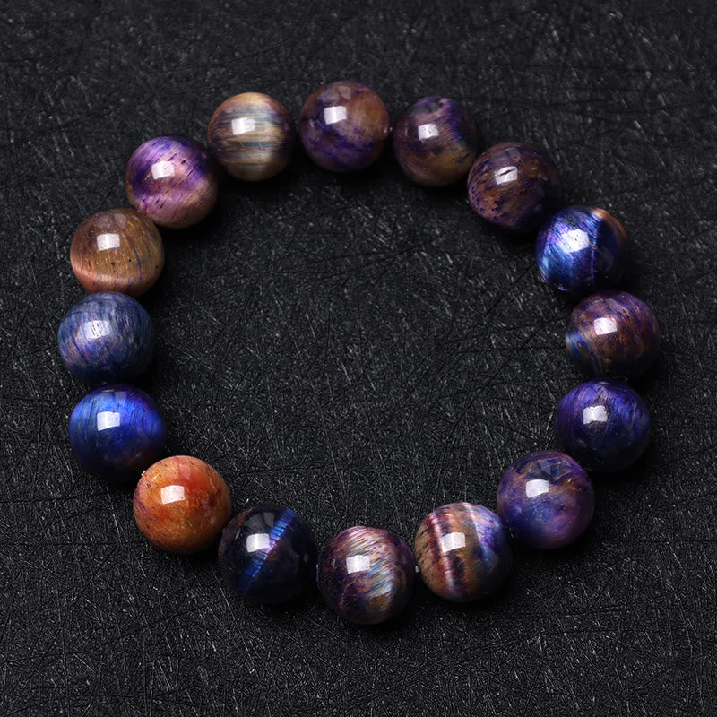 Fortune Jewel Natural Purple Tiger Eye Protection Strength Bracelet