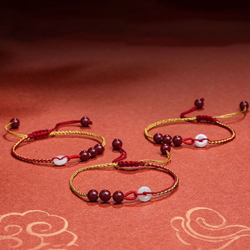 Fortune Jewel Natural Cinnabar Jade Peace Buckle Blessing Bracelet