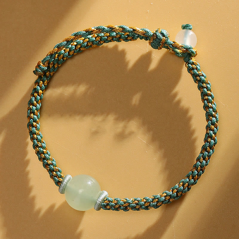 Fortune Jewel Handmade Red Agate Amethyst Golden Rutilated Quartz Pink Crystal Bead Calm Braided Bracelet