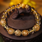 Fortune Jewel Natural Citrine Amethyst Rutilated Quartz Prosperity Protection Bracelet