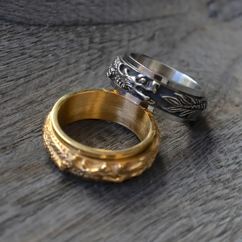 Fortune Jewel Dragon Titanium Steel Stimulation Rotatable Ring Fortune Jewel