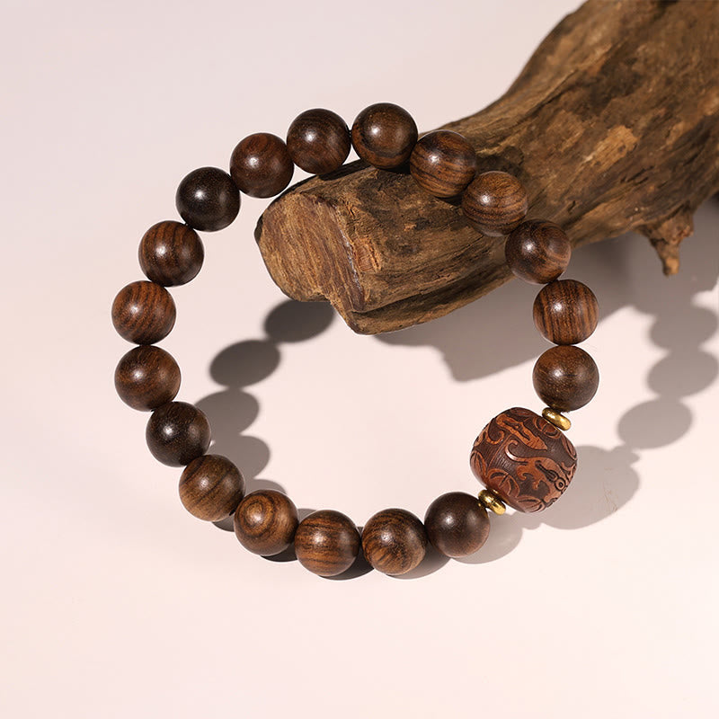 Fortune Jewel Rosewood Auspicious Clouds Totem Fu Character Bamboo Pattern Warmth Bracelet