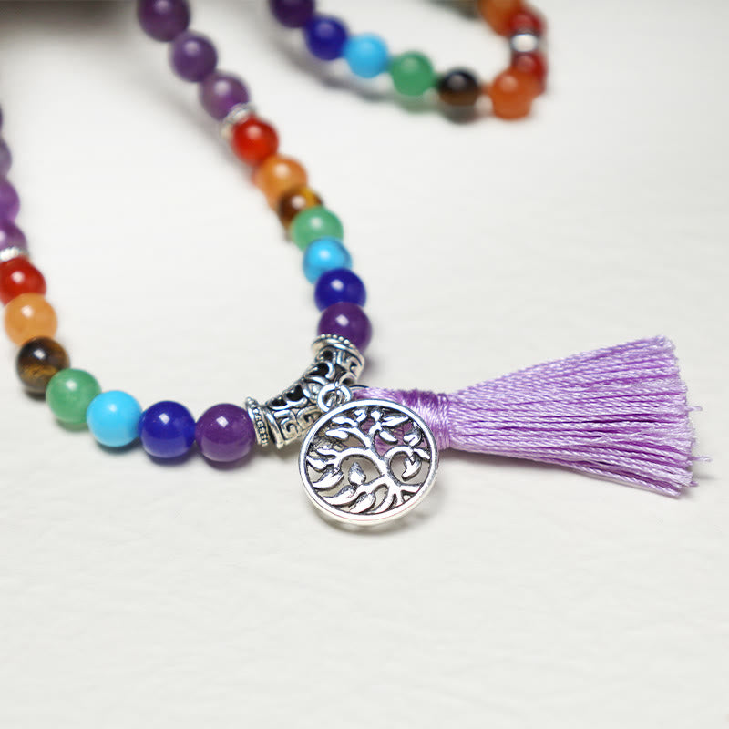 Fortune Jewel Healing Crystal Mala Prayer Beads 108 Meditation Healing Multilayer Bracelet Necklace